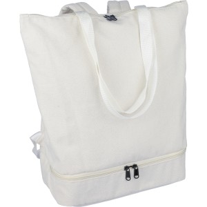 Recycled polycotton (330 gsm) tote backpack Osric, beige (Shopping bags)