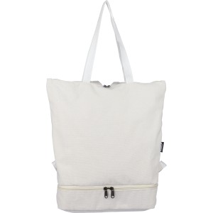 Recycled polycotton (330 gsm) tote backpack Osric, beige (Shopping bags)