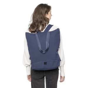 Recycled polycotton (330 gsm) tote backpack Osric, blue (Shopping bags)
