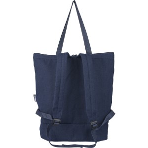 Recycled polycotton (330 gsm) tote backpack Osric, blue (Shopping bags)