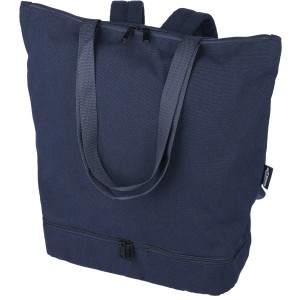 Recycled polycotton (330 gsm) tote backpack Osric, blue (Shopping bags)