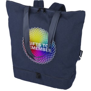 Recycled polycotton (330 gsm) tote backpack Osric, blue (Shopping bags)