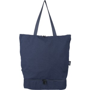Recycled polycotton (330 gsm) tote backpack Osric, blue (Shopping bags)