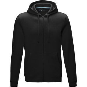 Ruby men's  organic GRS recycled full zip hoodie, Solid black (Pullovers)