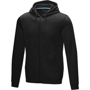 Ruby men's  organic GRS recycled full zip hoodie, Solid black (Pullovers)