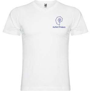 Samoyedo short sleeve men's v-neck t-shirt, White (T-shirt, 90-100% cotton)