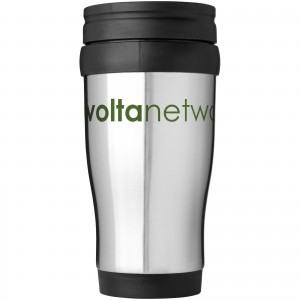 Sanibel 400 ml insulated mug, Silver, solid black (Mugs)