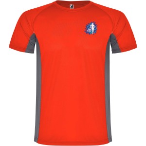 Shanghai short sleeve men's sports t-shirt, Red, Dark Lead (T-shirt, mixed fiber, synthetic)