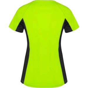 Shanghai short sleeve women's sports t-shirt, Fluor Green, Solid black (T-shirt, mixed fiber, synthetic)
