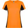 Shanghai short sleeve women's sports t-shirt, Fluor Orange, Solid black