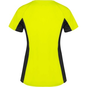 Shanghai short sleeve women's sports t-shirt, Fluor Yellow, Solid black (T-shirt, mixed fiber, synthetic)