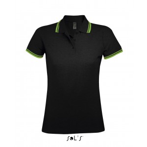 SOL'S PASADENA WOMEN - POLO SHIRT, Black/Lime (Polo shirt, 90-100% cotton)