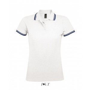 SOL'S PASADENA WOMEN - POLO SHIRT, White/Navy (Polo shirt, 90-100% cotton)