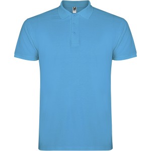 Star short sleeve men's polo, Turquois (Polo short, mixed fiber, synthetic)