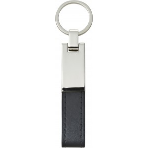 Steel and PU key holder Keon, black (Keychains)