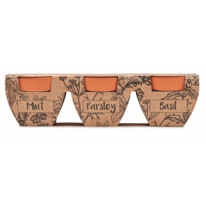 Terracotta 3 herb pot set (Gardening)
