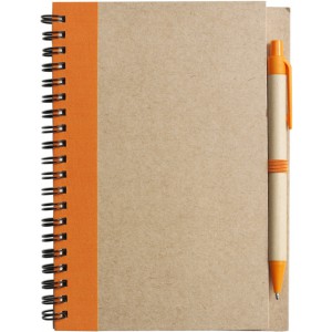 Wire bound notebook with ballpen. Stella, orange