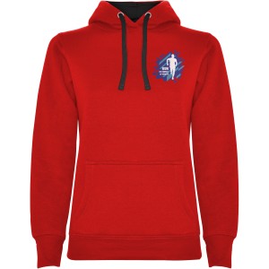Urban women's hoodie, Red, Solid black (Pullovers)