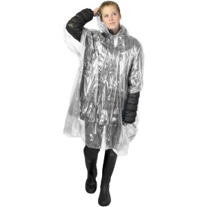 Ziva disposable rain poncho with storage pouch, White (Raincoats)